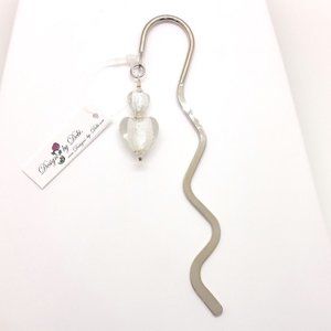 Bookmark Silver Hearts Squiggle Metal Bookmark Handmade
